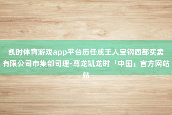 凯时体育游戏app平台历任成王人宝钢西部买卖有限公司市集部司理-尊龙凯龙时「中国」官方网站