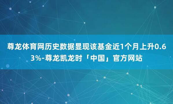 尊龙体育网历史数据显现该基金近1个月上升0.63%-尊龙凯龙时「中国」官方网站
