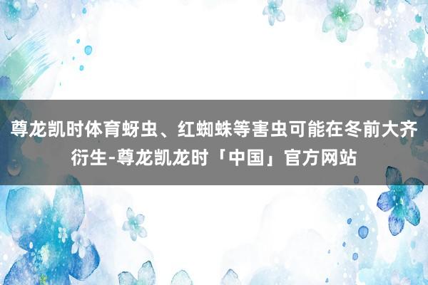 尊龙凯时体育蚜虫、红蜘蛛等害虫可能在冬前大齐衍生-尊龙凯龙时「中国」官方网站