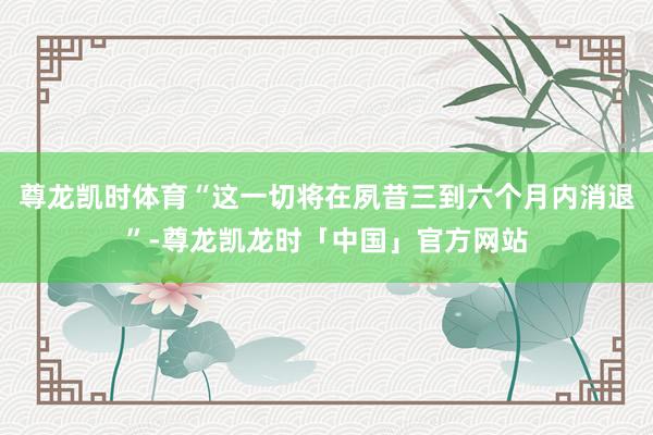 尊龙凯时体育“这一切将在夙昔三到六个月内消退”-尊龙凯龙时「中国」官方网站
