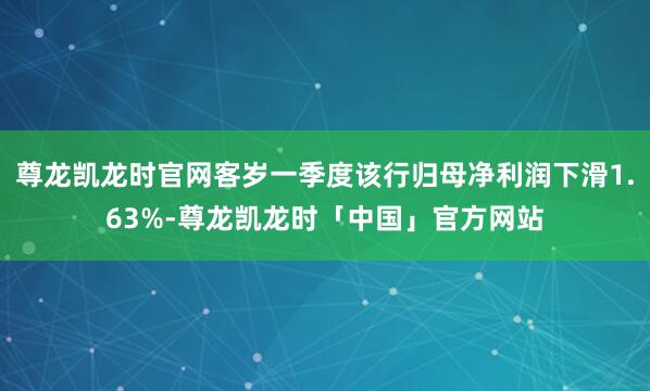尊龙凯龙时官网客岁一季度该行归母净利润下滑1.63%-尊龙凯龙时「中国」官方网站