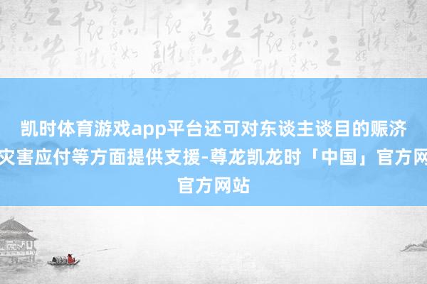 凯时体育游戏app平台还可对东谈主谈目的赈济、灾害应付等方面提供支援-尊龙凯龙时「中国」官方网站